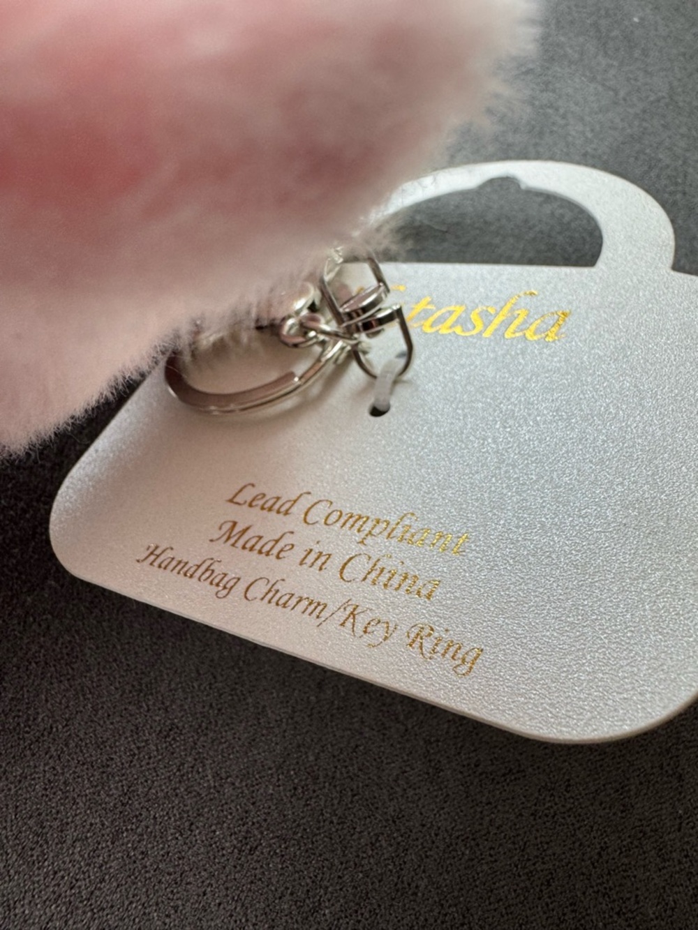 Natasha Pink Elephant Bag Charm Keychain NWT Rhinestone Ears Fuzzy Purse Charm - Picture 4 of 5